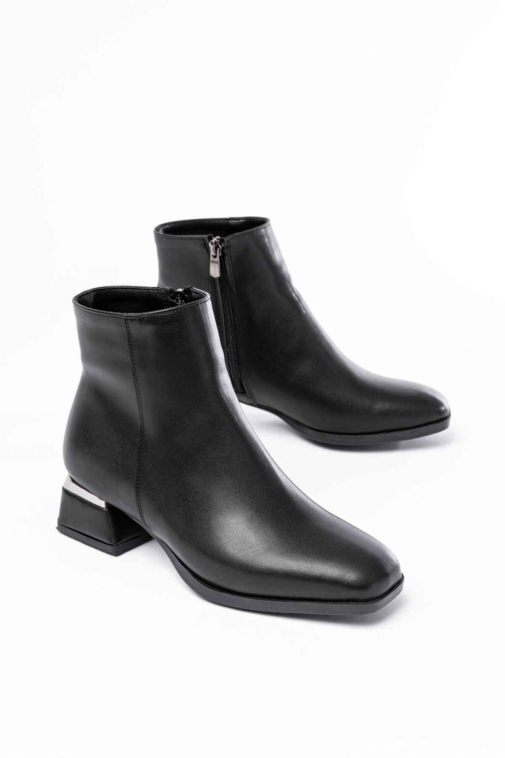 Ayakkabı Aşkı Rm-500 Siyah Topuklu Fermuarlı Günlük Kadın Bot