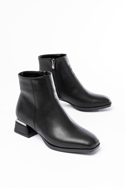 Ayakkabı Aşkı Siyah Topuklu Fermuarlı Günlük Kadın Bot