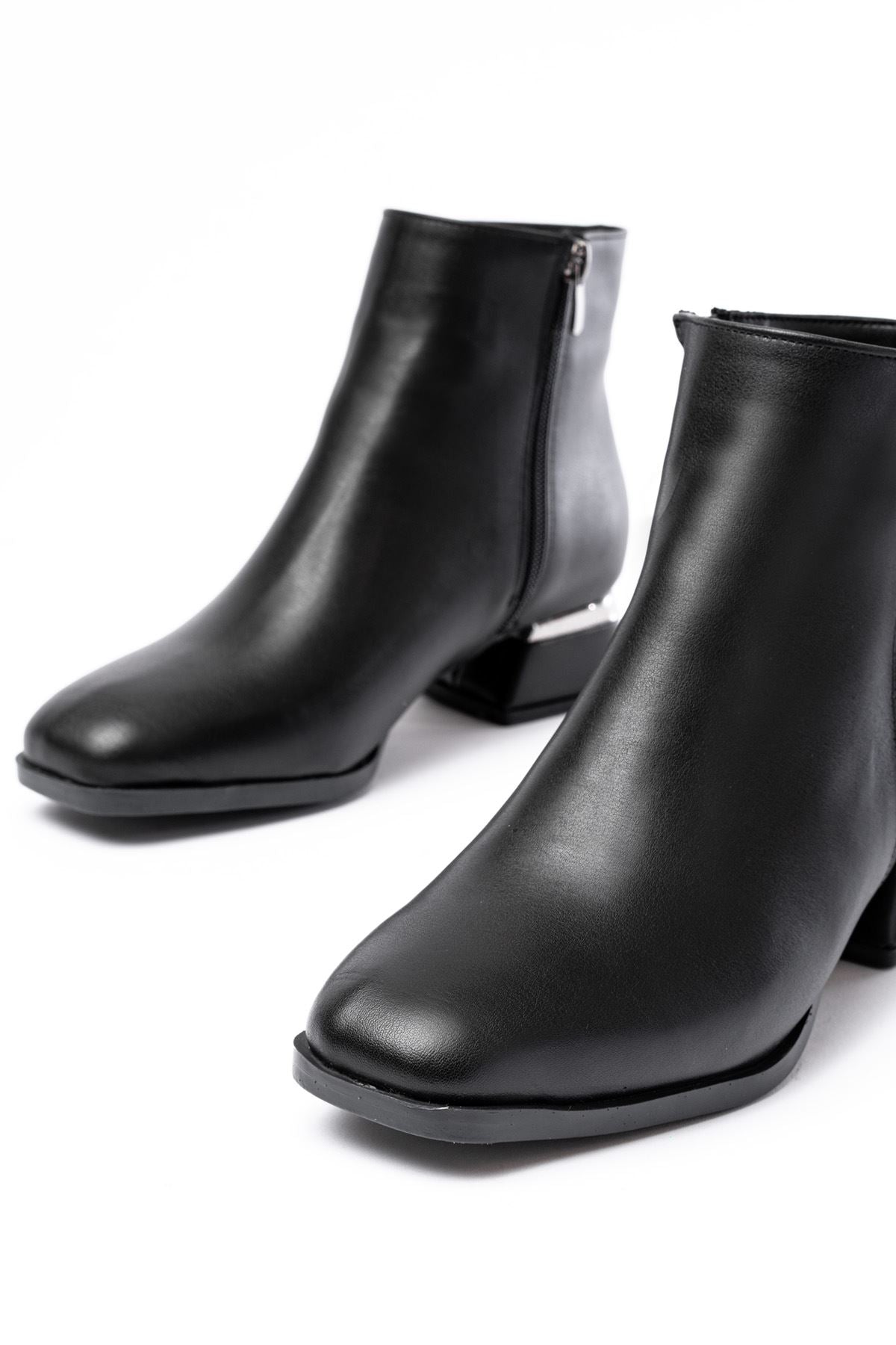 Ayakkabı Aşkı Siyah Topuklu Fermuarlı Günlük Kadın Bot