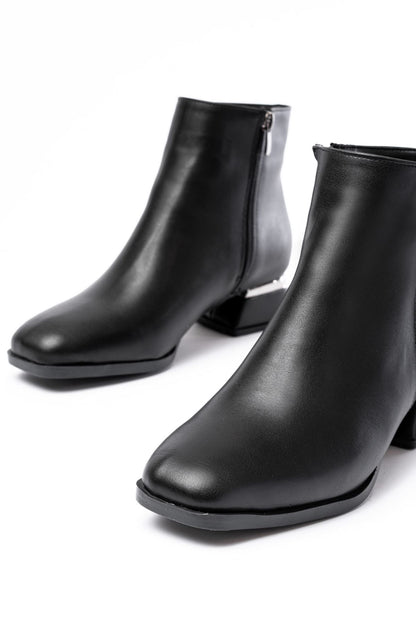 Ayakkabı Aşkı Siyah Topuklu Fermuarlı Günlük Kadın Bot