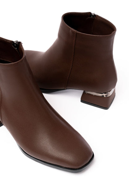 Ayakkabı Aşkı Kahverengi Topuklu Fermuarlı Günlük Kadın Bot