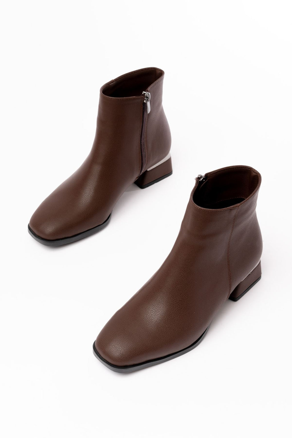 Ayakkabı Aşkı Kahverengi Topuklu Fermuarlı Günlük Kadın Bot - Ayakkabı Aşkı