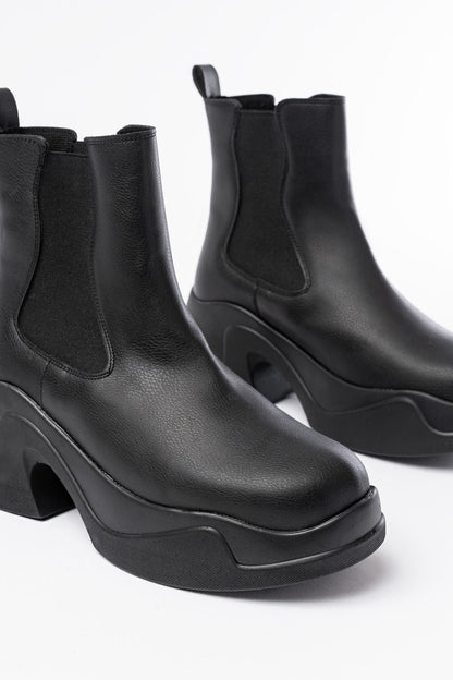 Ayakkabı Aşkı Siyah Yüksek Tabanlı Lastikli Günlük Kadın Bot
