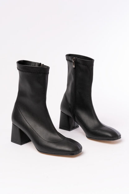 Ayakkabı Aşkı Siyah Streç Topuklu Fermuarlı Günlük Kadın Bot