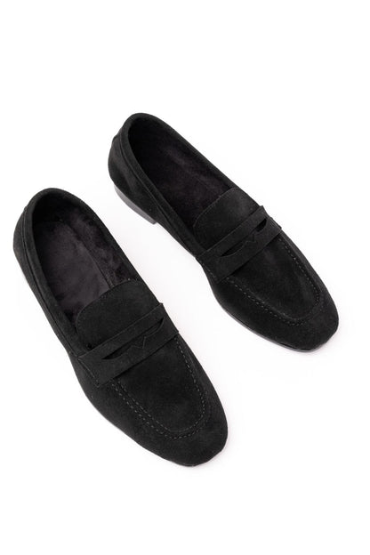 Ayakkabı Aşkı 302 Siyah Süet Günlük Kadın Babet