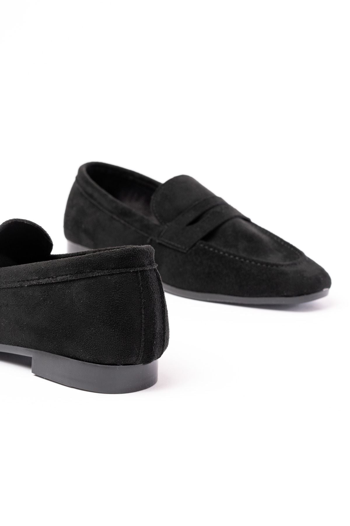 Ayakkabı Aşkı 302 Siyah Süet Günlük Kadın Babet - Ayakkabı Aşkı