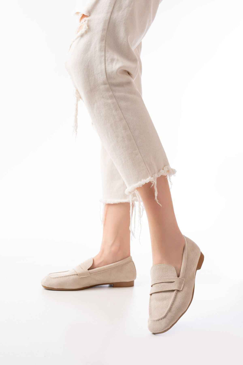 Ayakkabı Aşkı 302 Bej Süet Günlük Kadın Babet