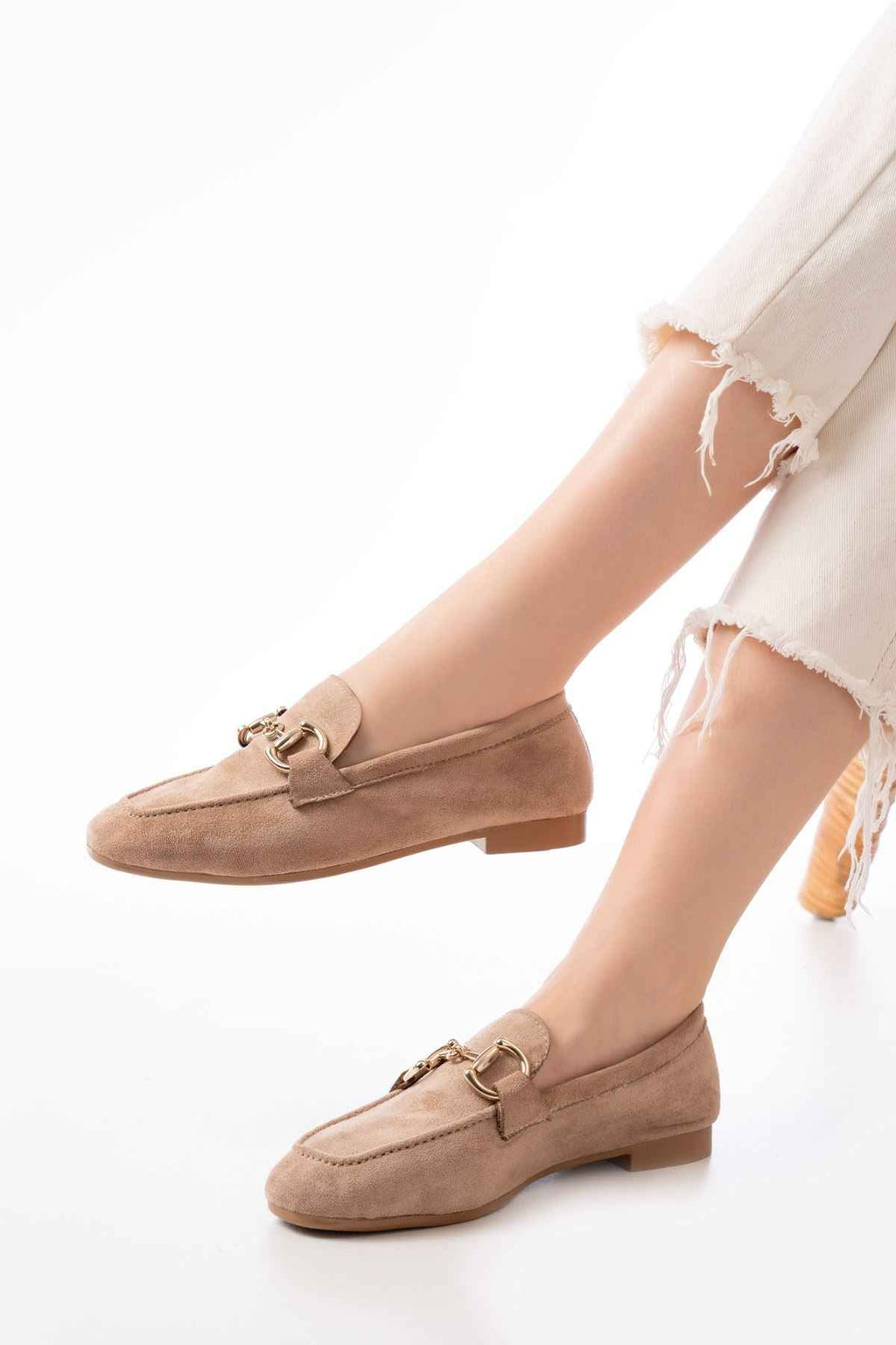 Ayakkabı Aşkı 303 Taba Süet Toka Aksesuarlı Günlük Kadın Babet