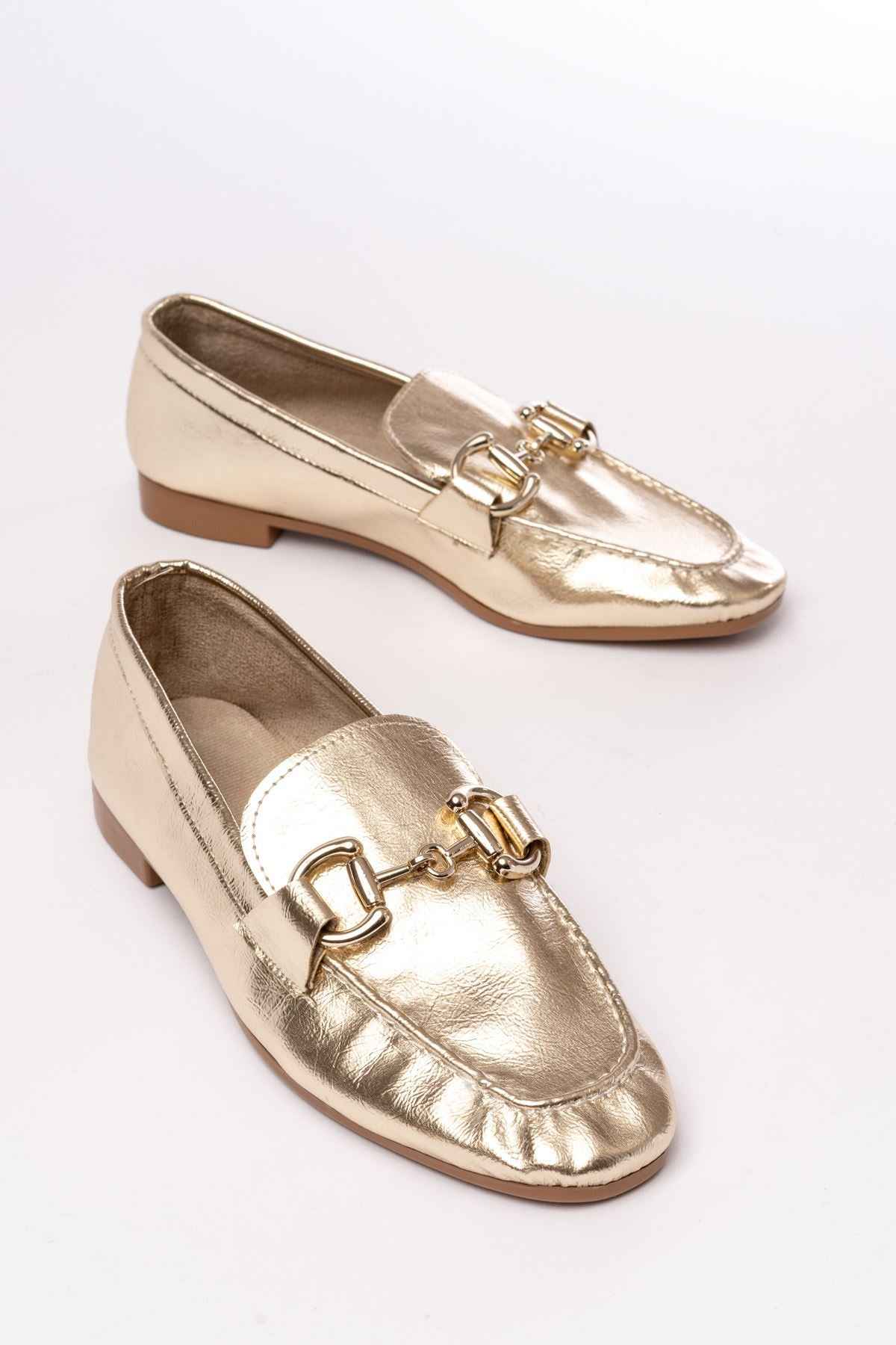 Ayakkabı Aşkı 303 Gold Toka Aksesuarlı Günlük Kadın Babet