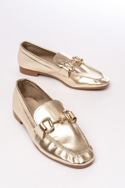 Ayakkabı Aşkı 303 Gold Toka Aksesuarlı Günlük Kadın Babet