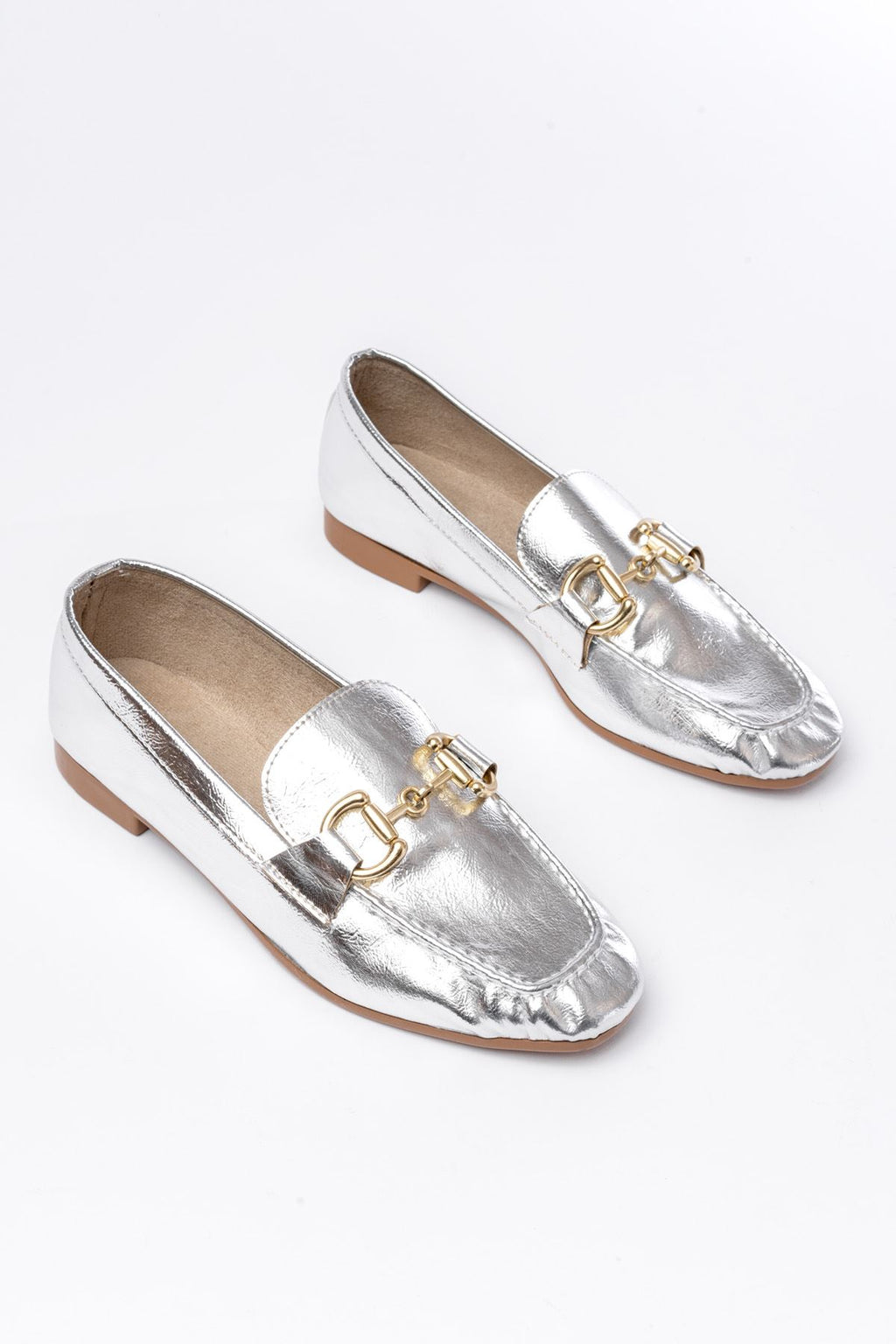 Ayakkabı Aşkı 303 Gümüş Toka Aksesuarlı Günlük Kadın Babet - Ayakkabı Aşkı