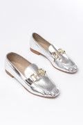 Ayakkabı Aşkı 303 Gümüş Toka Aksesuarlı Günlük Kadın Babet - Ayakkabı Aşkı