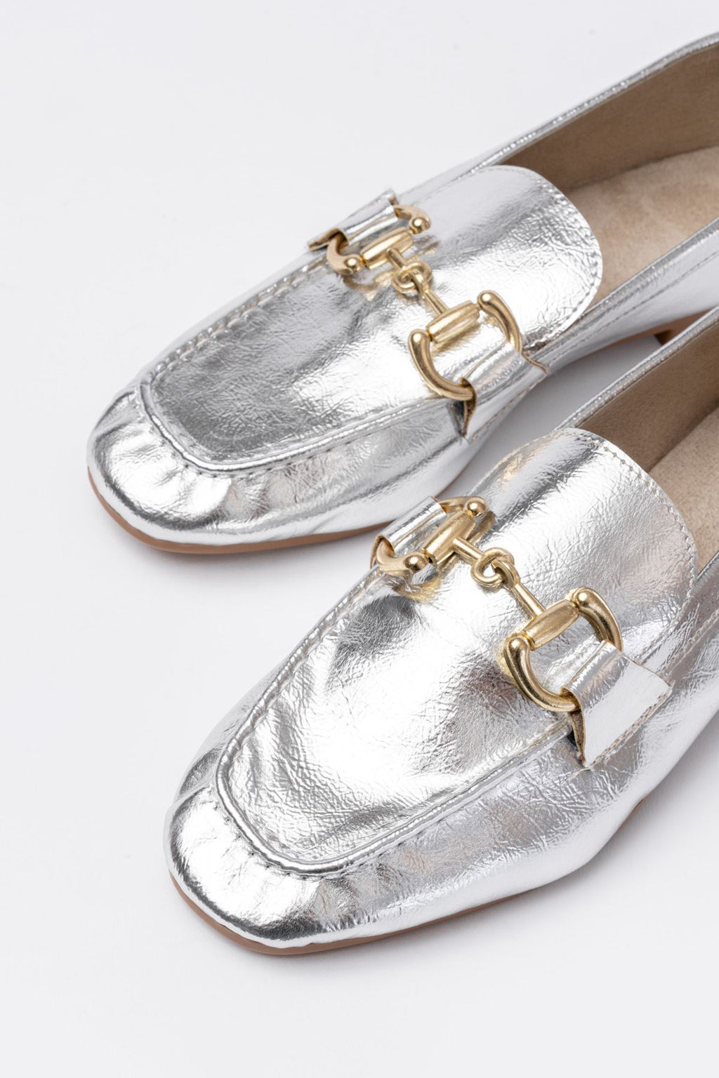 Ayakkabı Aşkı 303 Gümüş Toka Aksesuarlı Günlük Kadın Babet - Ayakkabı Aşkı