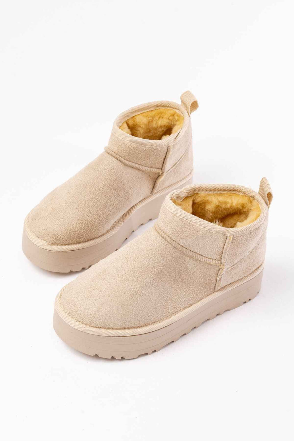 Ayakkabı Aşkı Ndr-2850 Bej Süet Içi Kürklü Kışlık Kapalı Burun Kadın Günlük Terlik