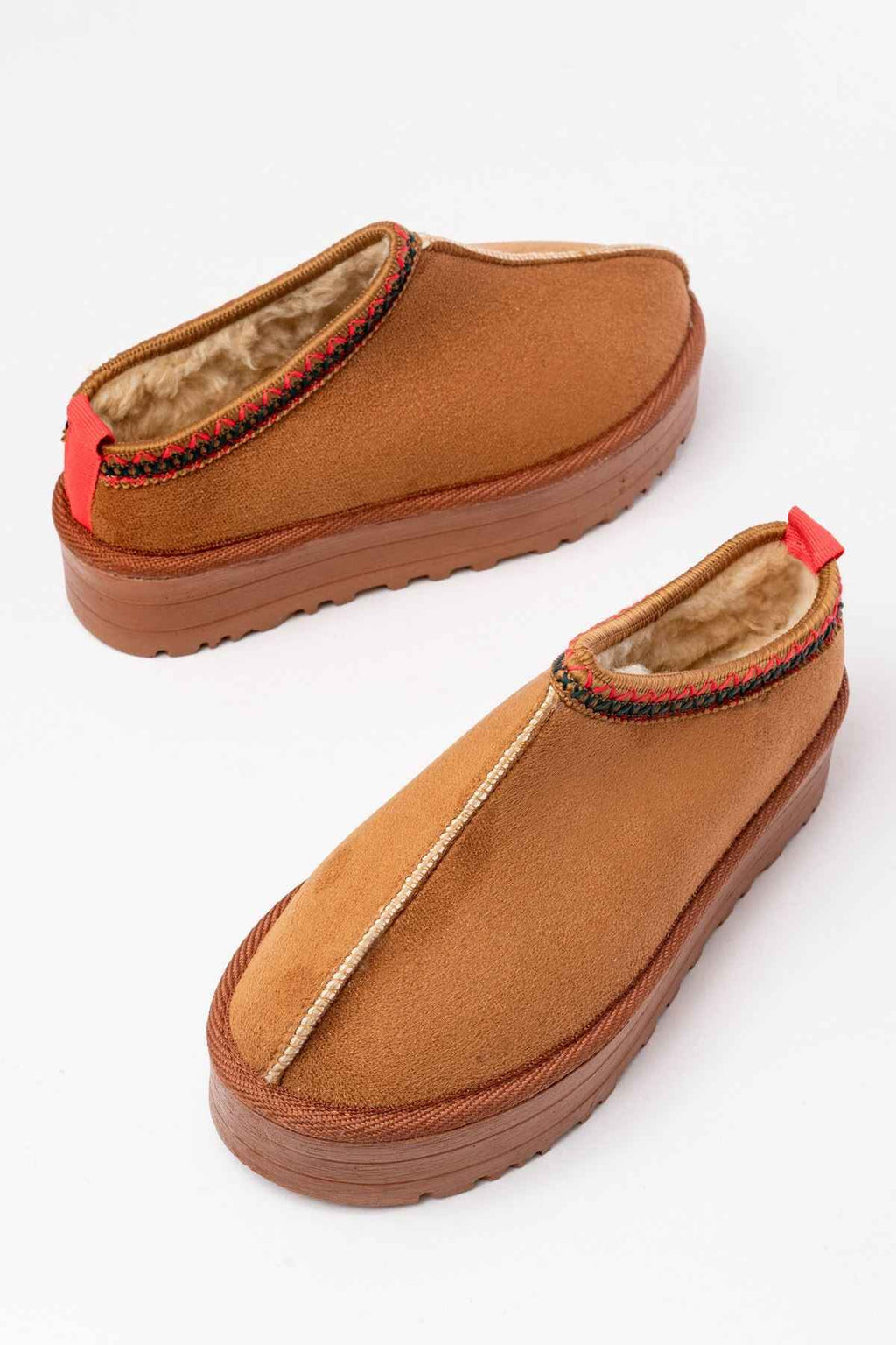 Ayakkabı Aşkı Ndr-2888 Taba Süet Içi Kürklü Kışlık Kapalı Burun Kadın Günlük Terlik