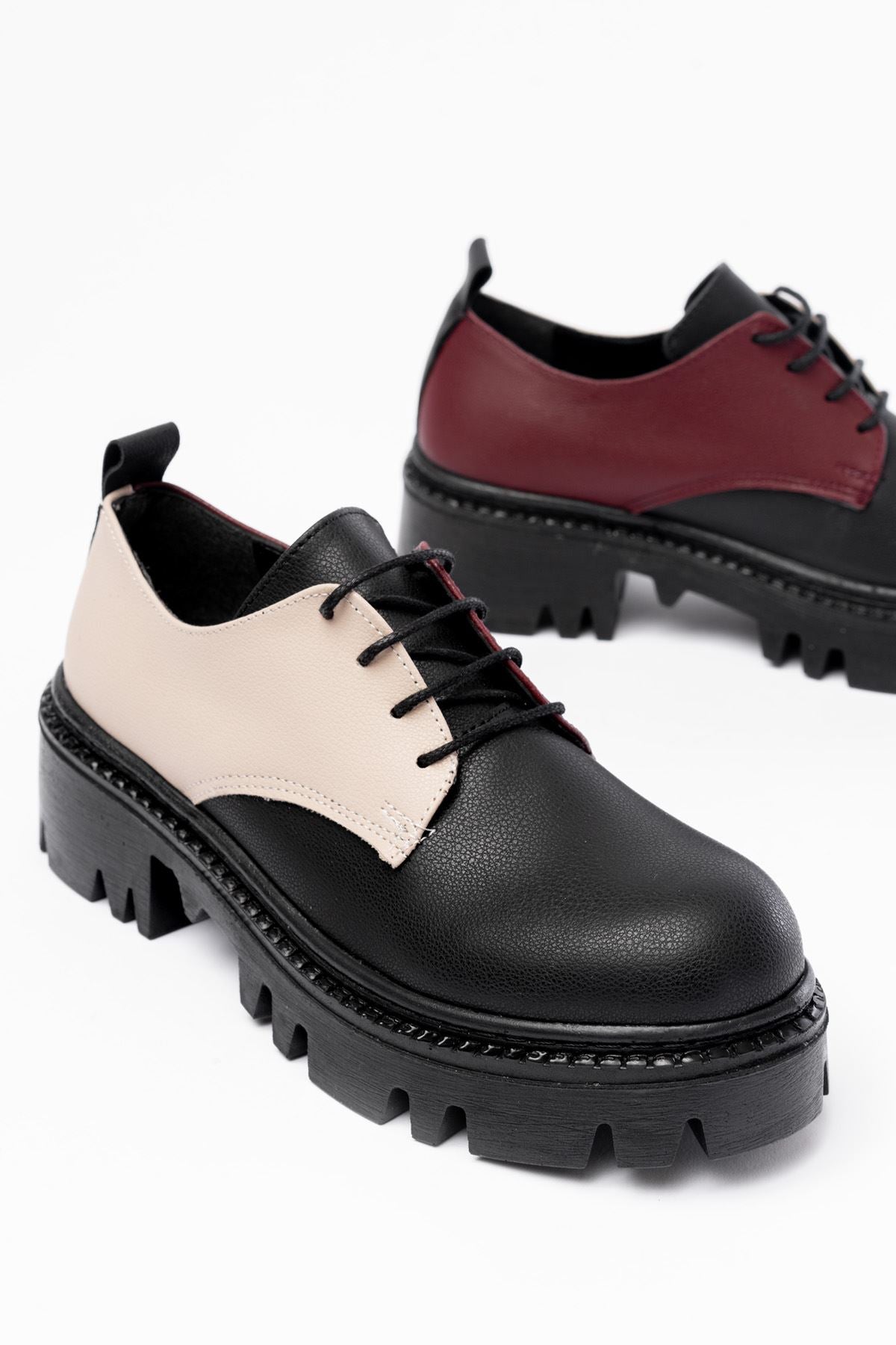 Ayakkabı Aşkı Siyah Garni Bağcıklı Günlük Yüksek Tabanlı Loafer Ayakkabı
