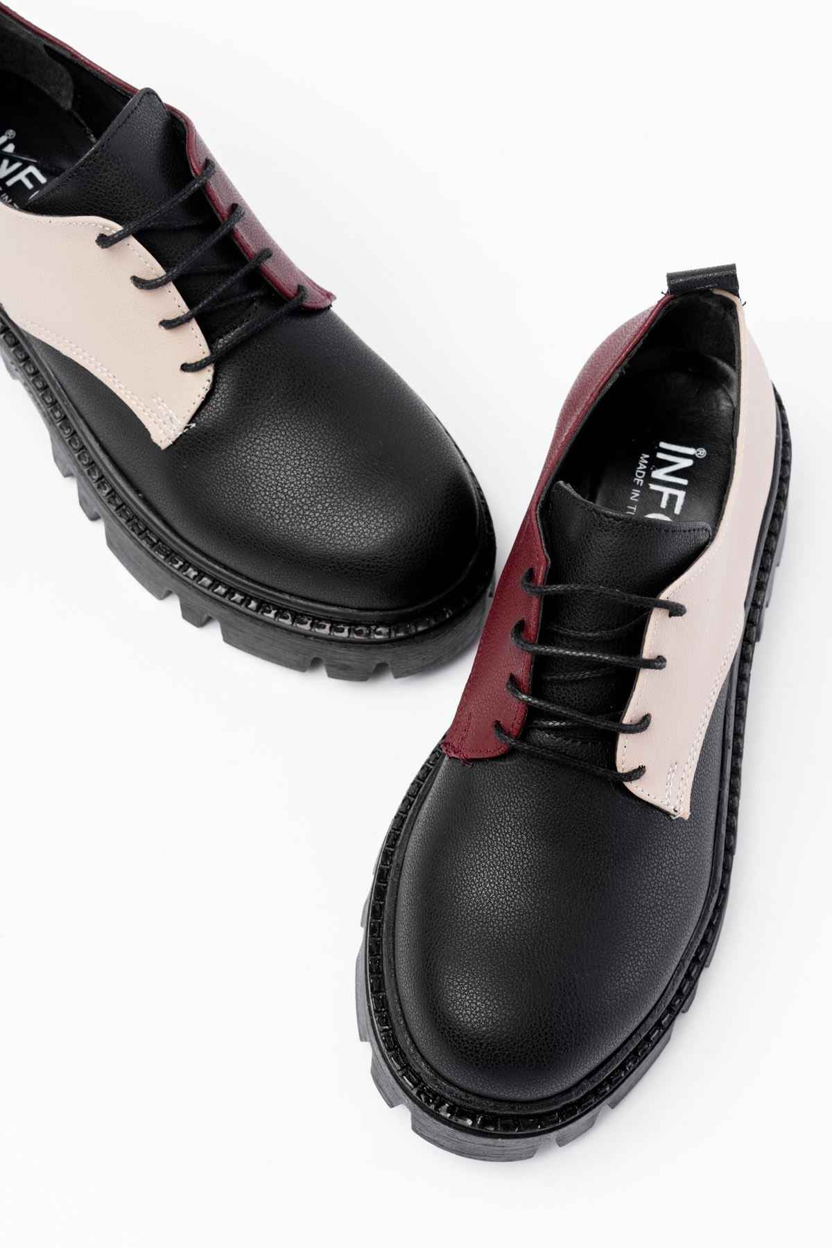 Ayakkabı Aşkı 868-754 Siyah Garni Bağcıklı Günlük Yüksek Tabanlı Loafer Ayakkabı