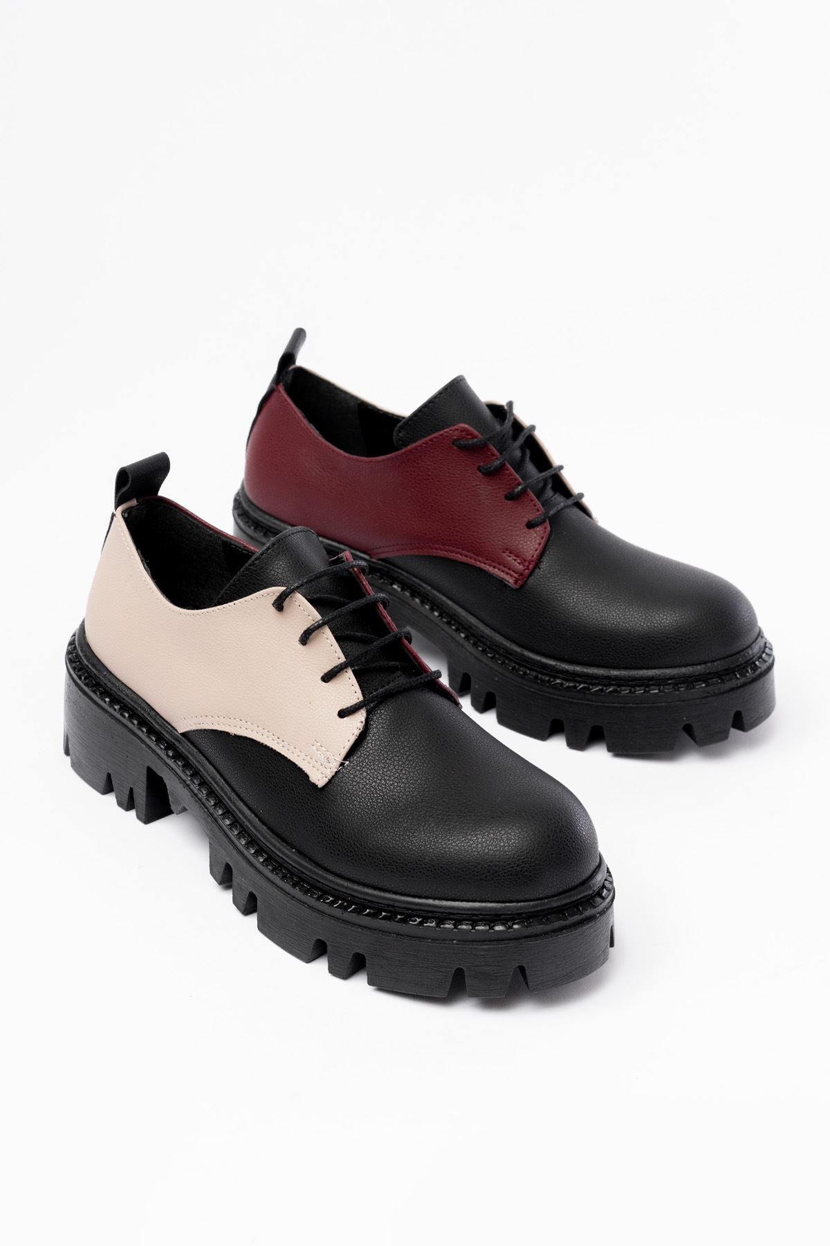 Ayakkabı Aşkı Siyah Garni Bağcıklı Günlük Yüksek Tabanlı Loafer Ayakkabı