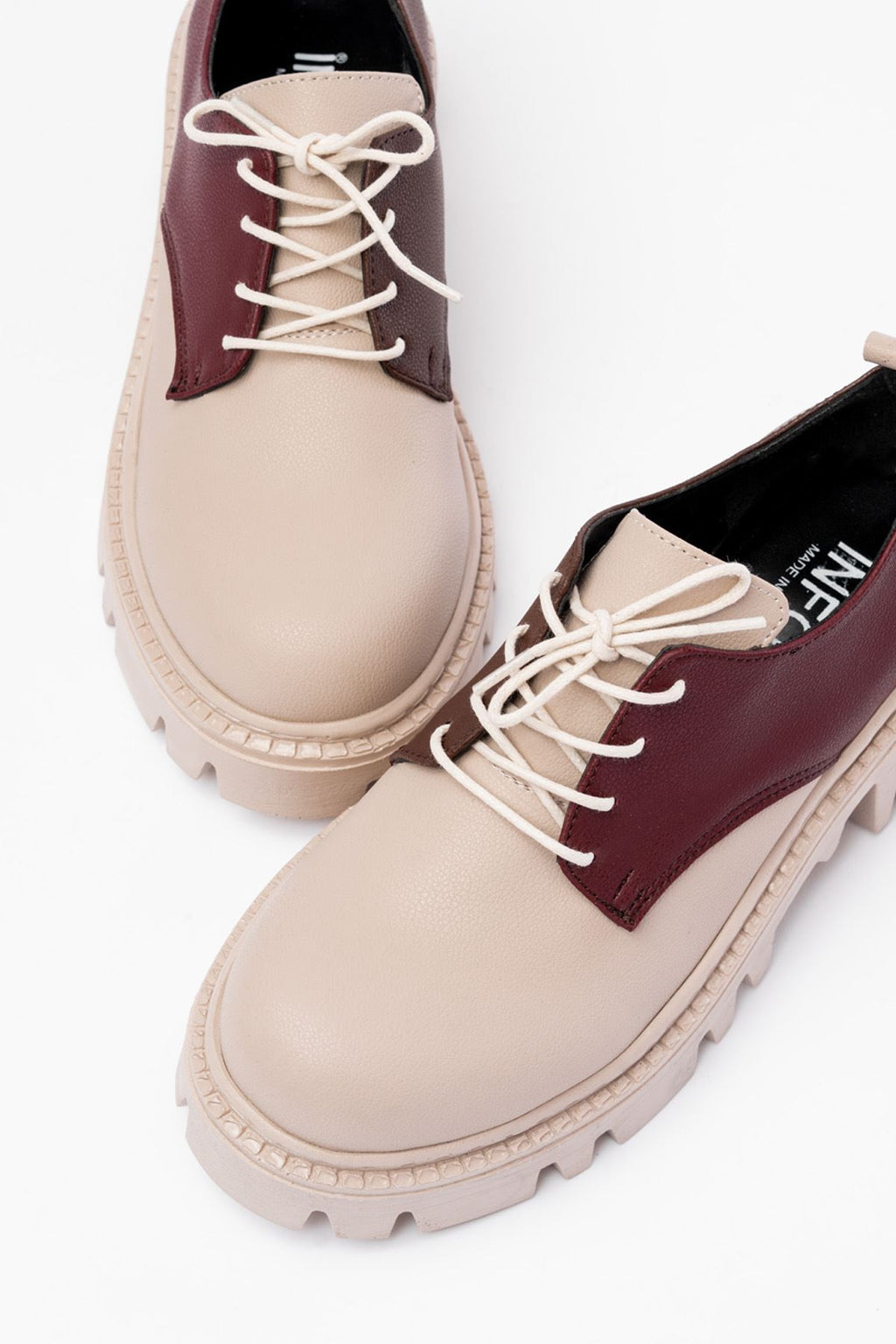 Ayakkabı Aşkı Bej Garni Bağcıklı Günlük Yüksek Tabanlı Loafer Ayakkabı - Ayakkabı Aşkı