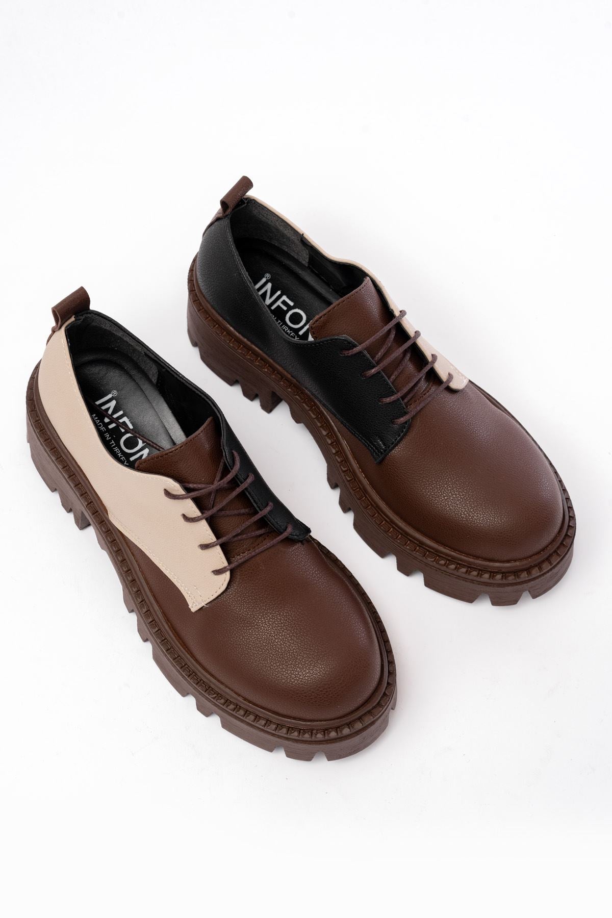 Ayakkabı Aşkı Kahverengi Garni Bağcıklı Günlük Yüksek Tabanlı Loafer Ayakkabı