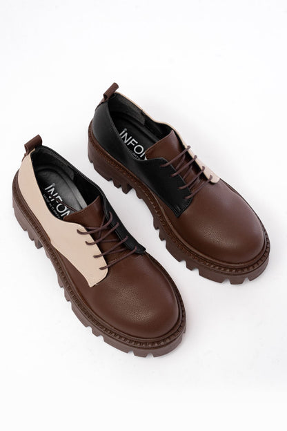 Ayakkabı Aşkı Kahverengi Garni Bağcıklı Günlük Yüksek Tabanlı Loafer Ayakkabı