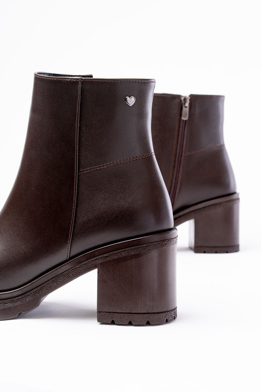 Ayakkabı Aşkı Kahverengi Fermuarlı Kalın Topuklu Günlük Kadın Bot - Ayakkabı Aşkı