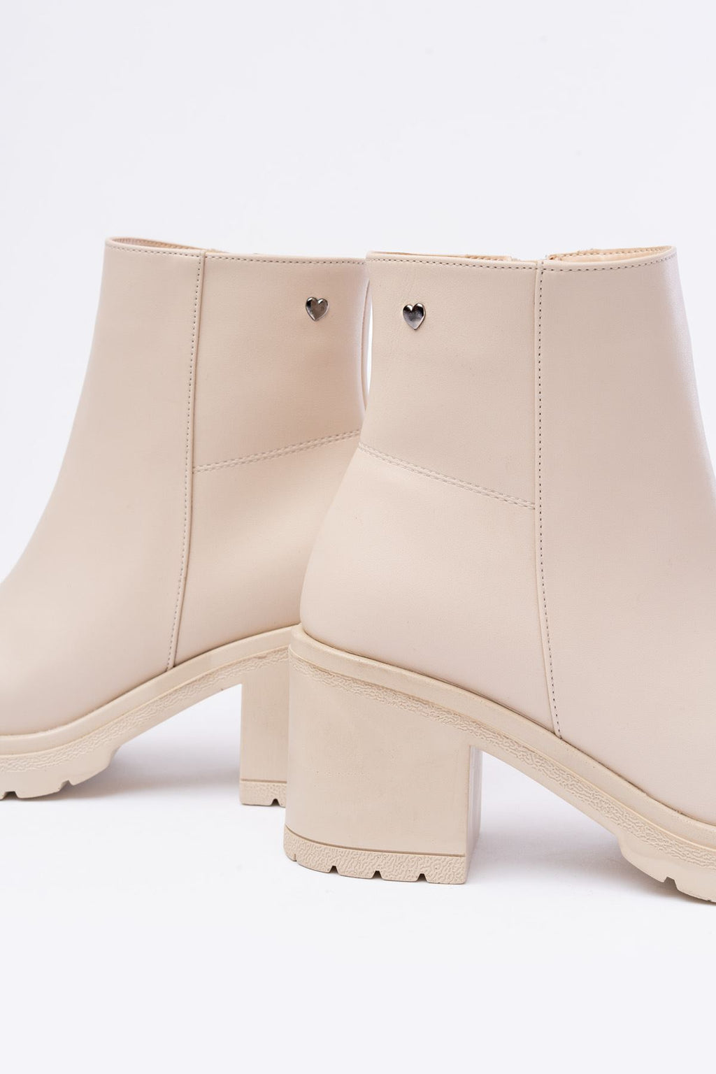 Ayakkabı Aşkı Bej Fermuarlı Kalın Topuklu Günlük Kadın Bot - Ayakkabı Aşkı