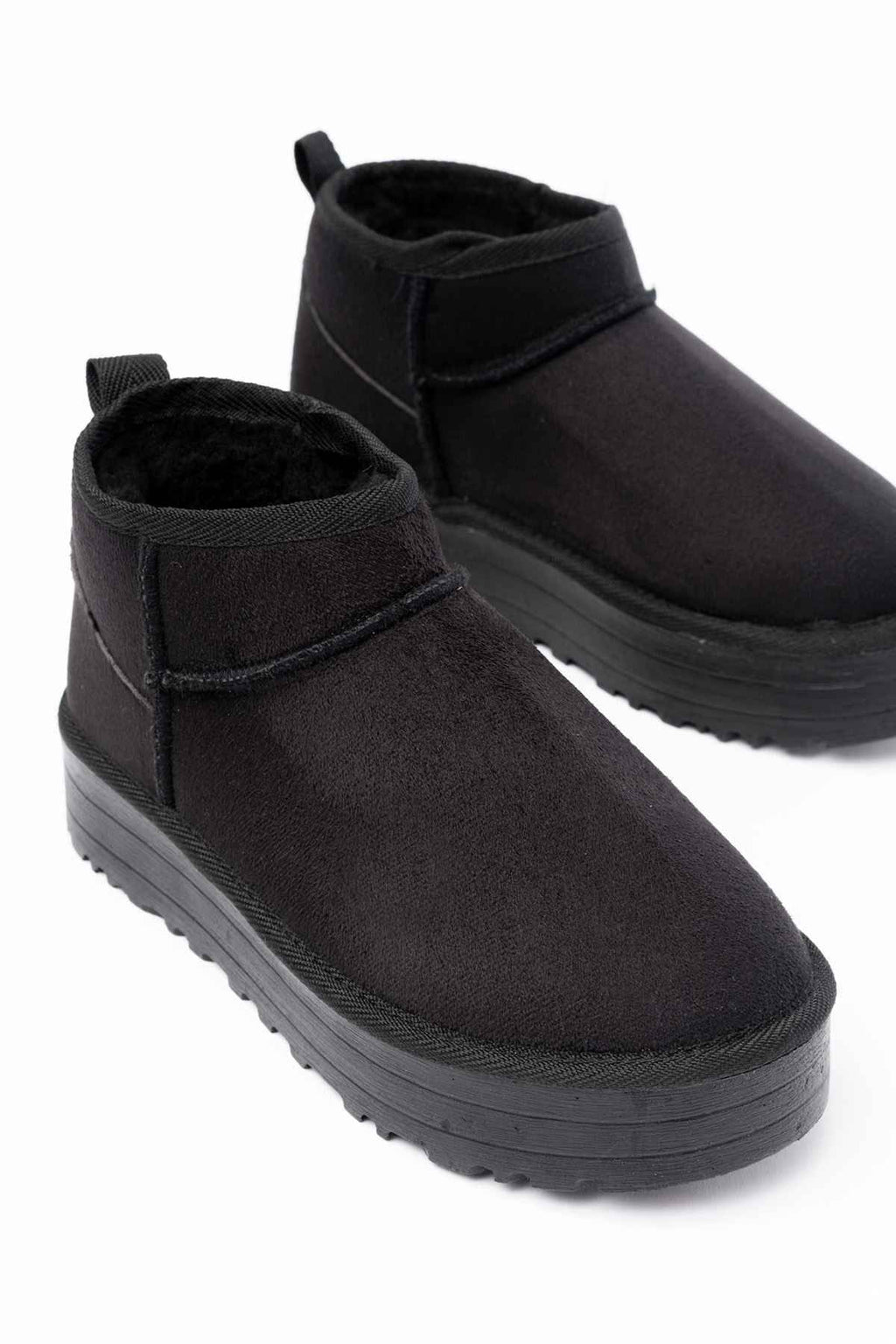 Ayakkabı Aşkı Ndr-2850 Siyah Süet Içi Kürklü Kışlık Kapalı Burun Kadın Günlük Terlik