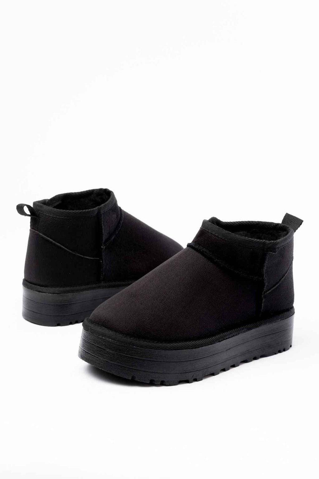 Ayakkabı Aşkı Ndr-2850 Siyah Süet Içi Kürklü Kışlık Kapalı Burun Kadın Günlük Terlik