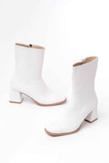 Ayakkabı Aşkı Msk-032 Beyaz Topuklu Fermuarlı Kadın Bot
