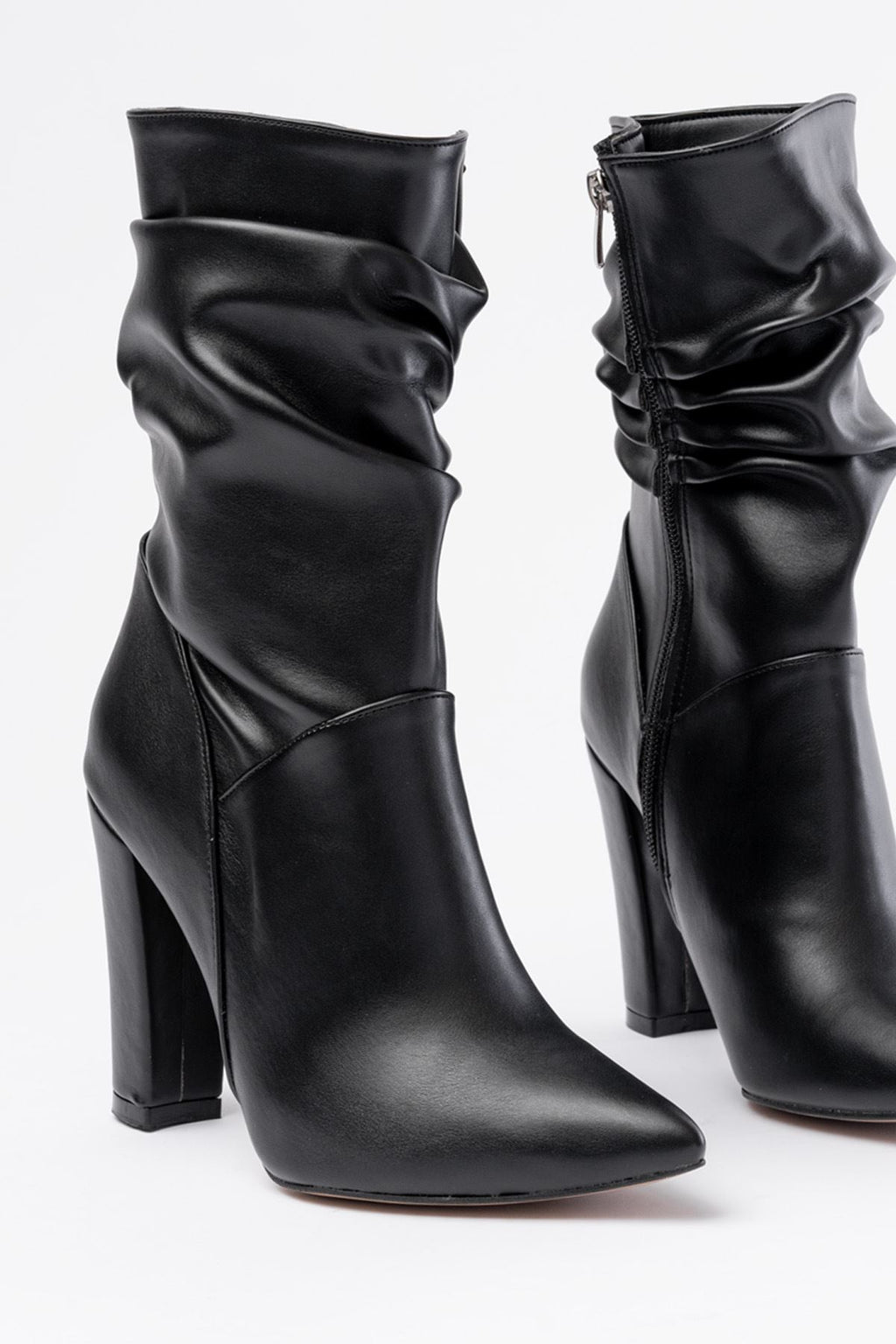 Ayakkabı Aşkı Siyah Yüksek Kalın Topuklu Körüklü Fermuarlı Kadın Bot