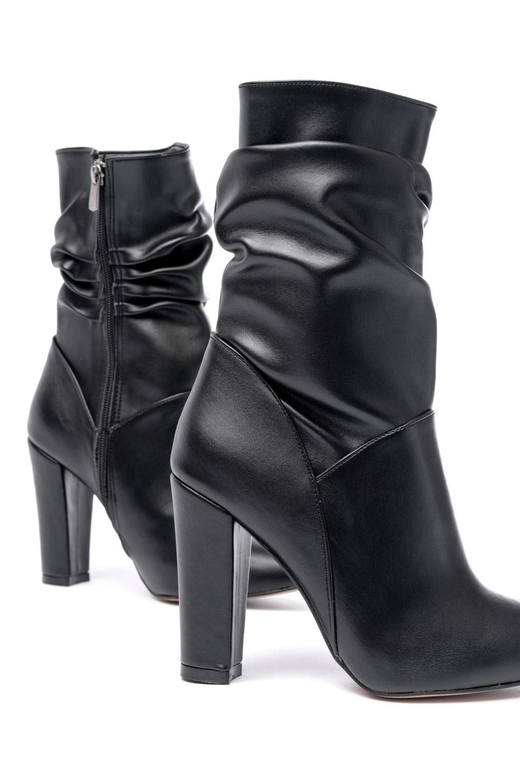 Ayakkabı Aşkı Siyah Yüksek Kalın Topuklu Körüklü Fermuarlı Kadın Bot