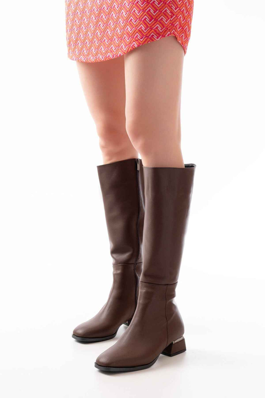 Ayakkabı Aşkı Rm-505 Kahverengi Topuklu Fermuarlı Günlük Kadın Çizme