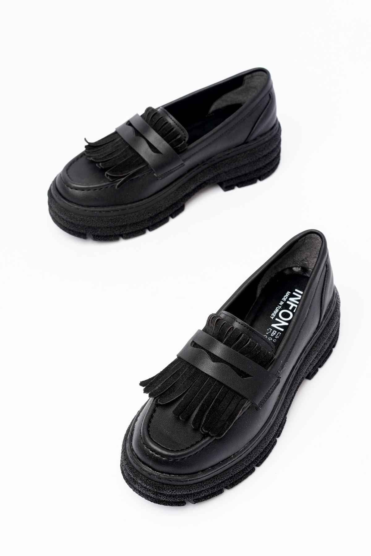 Ayakkabı Aşkı 749-749 Siyah Günlük Yüksek Tabanlı Loafer Ayakkabı