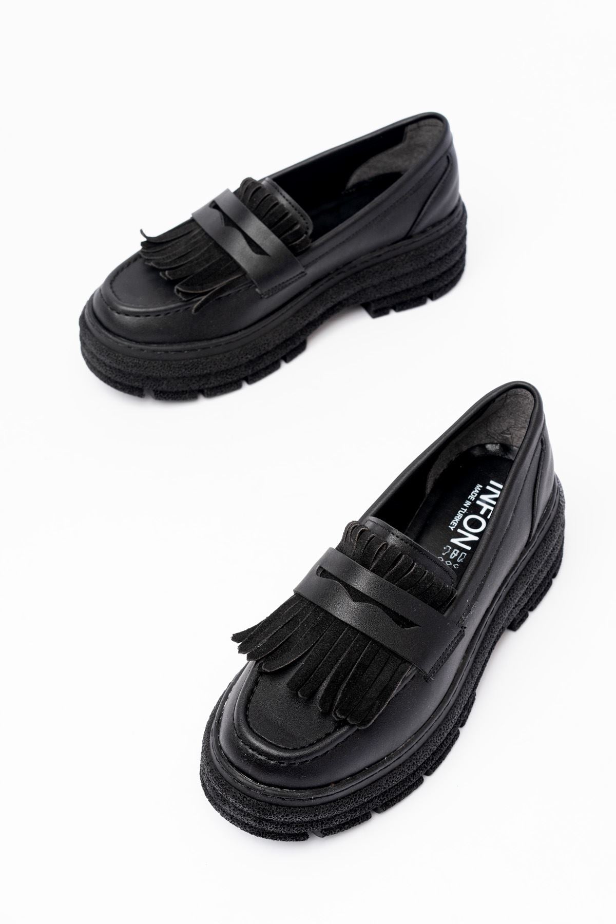 Ayakkabı Aşkı Siyah Günlük Yüksek Tabanlı Loafer Ayakkabı