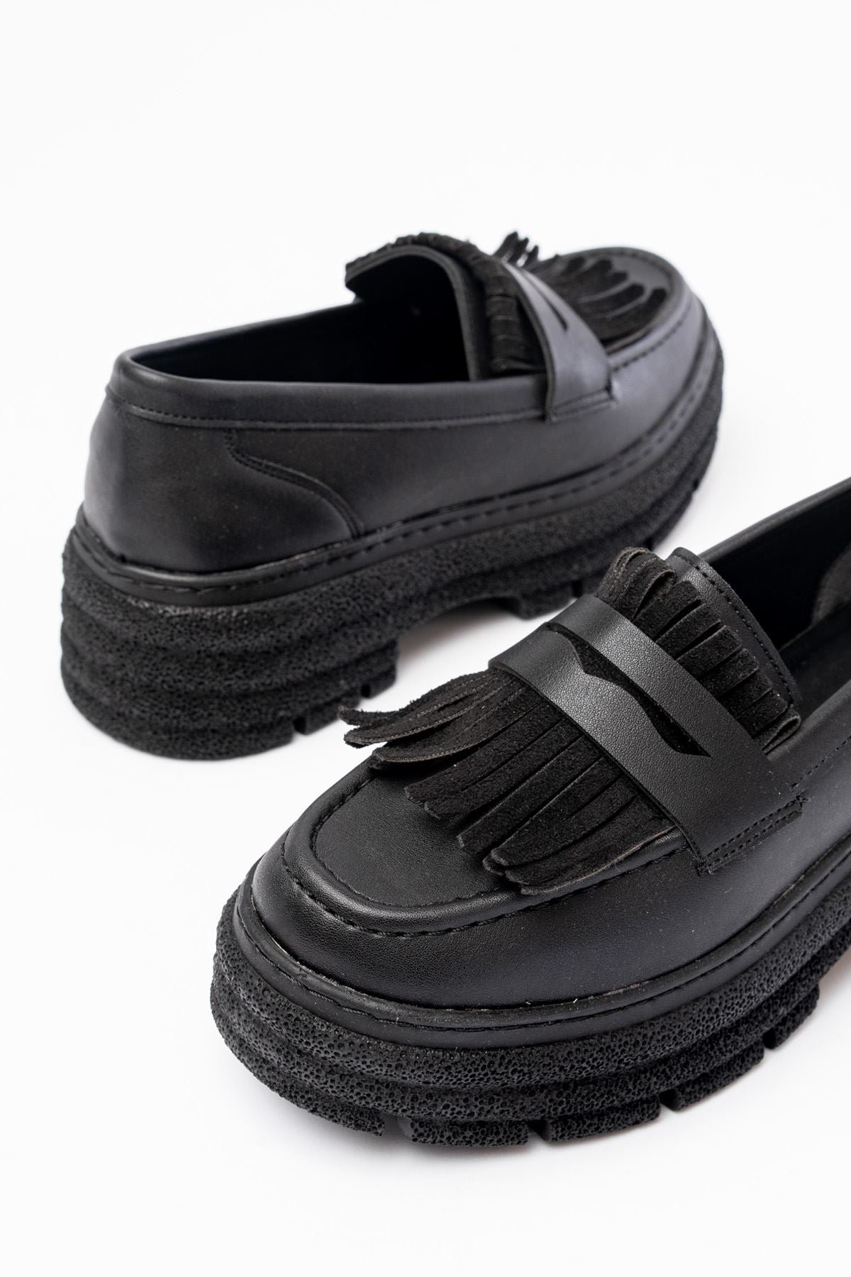 Ayakkabı Aşkı Siyah Günlük Yüksek Tabanlı Loafer Ayakkabı