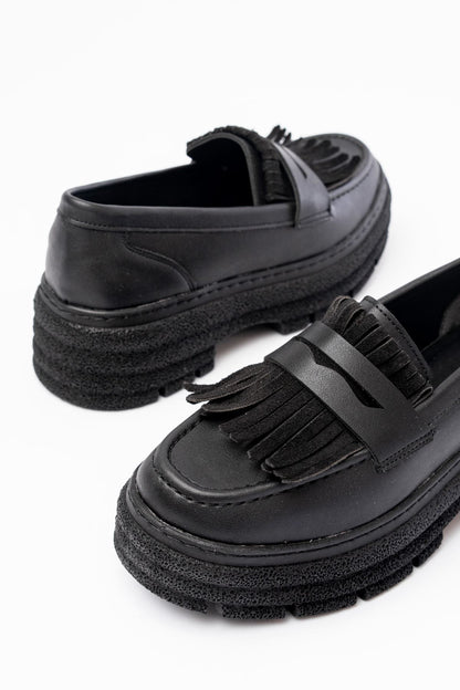 Ayakkabı Aşkı Siyah Günlük Yüksek Tabanlı Loafer Ayakkabı