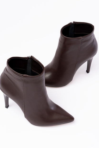 Ayakkabı Aşkı Kahverengi Yüksek İnce Topuklu Fermuarlı Kadın Bot