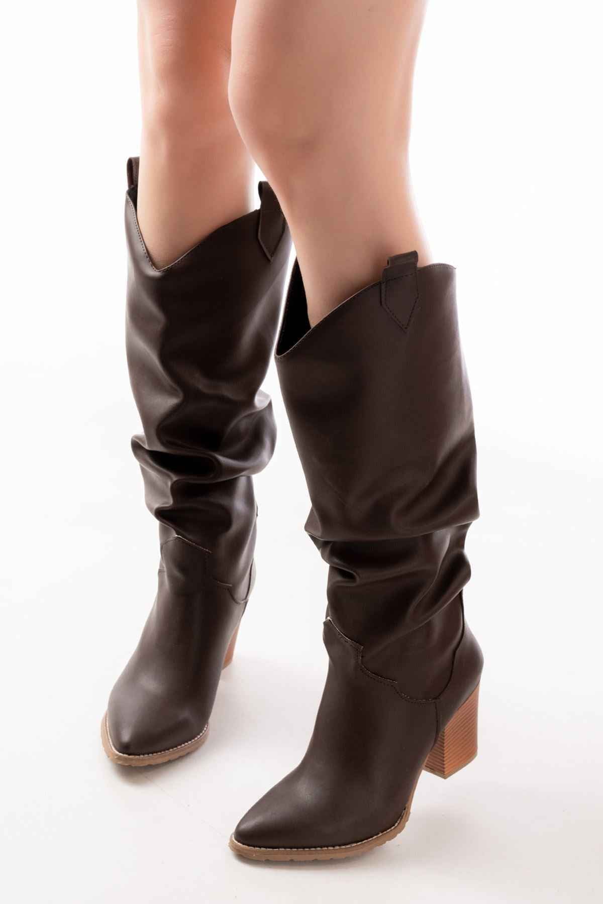 Ayakkabı Aşkı Ls-1884 Kahverengi Günlük Kadın Çizme