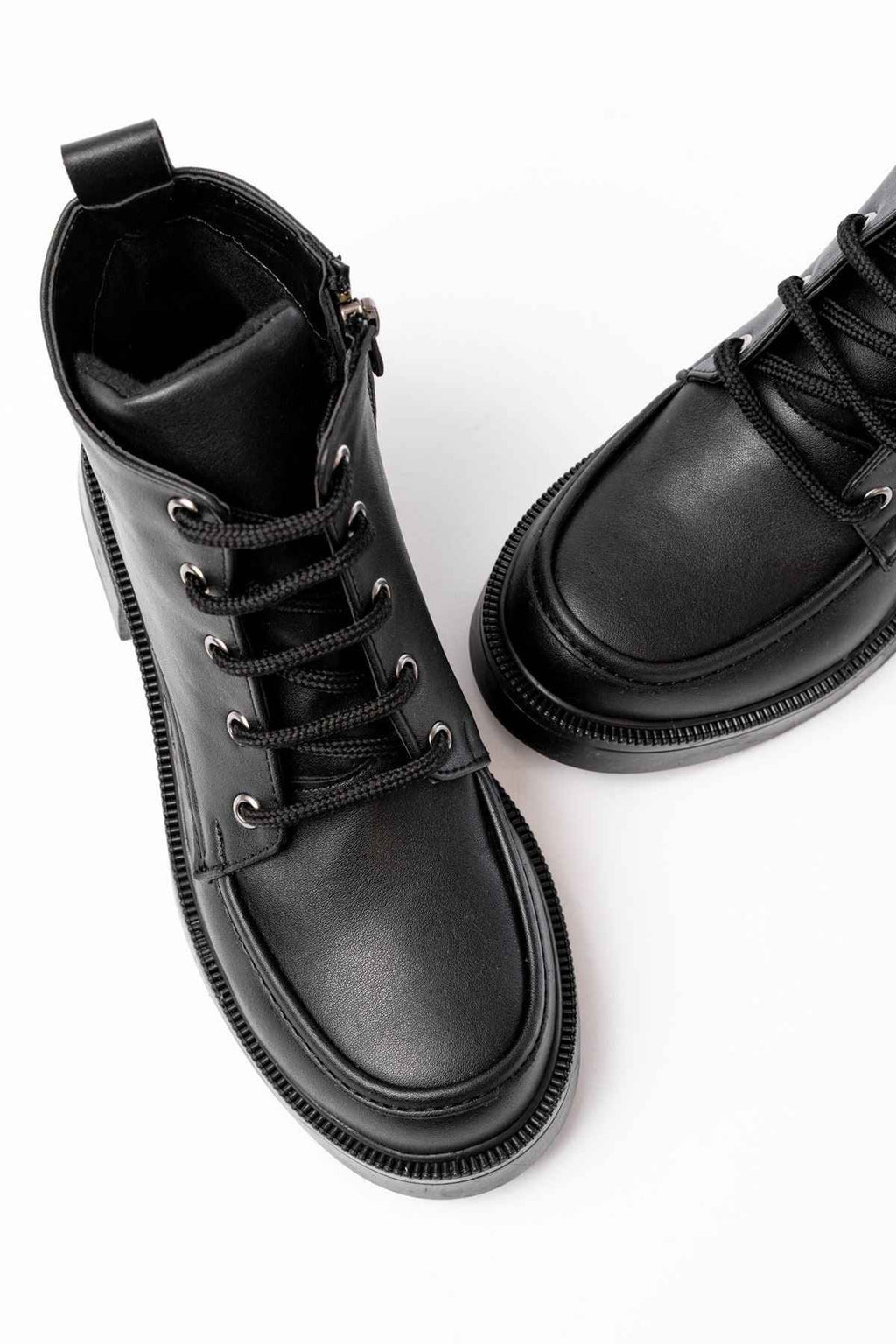 Ayakkabı Aşkı 02-2001 Siyah Bağcıklı Fermuarlı Günlük Kadın Bot