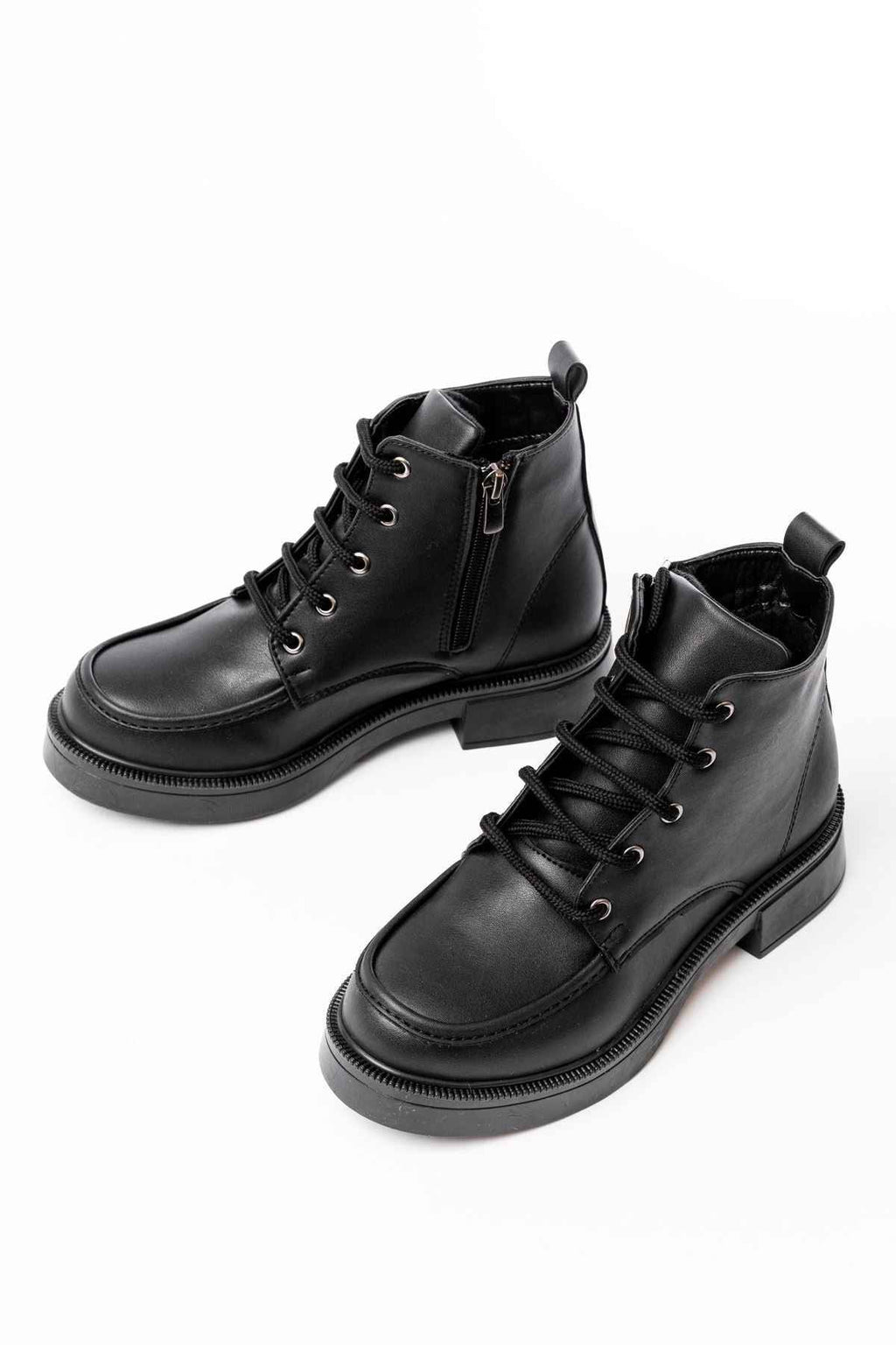 Ayakkabı Aşkı 02-2001 Siyah Bağcıklı Fermuarlı Günlük Kadın Bot