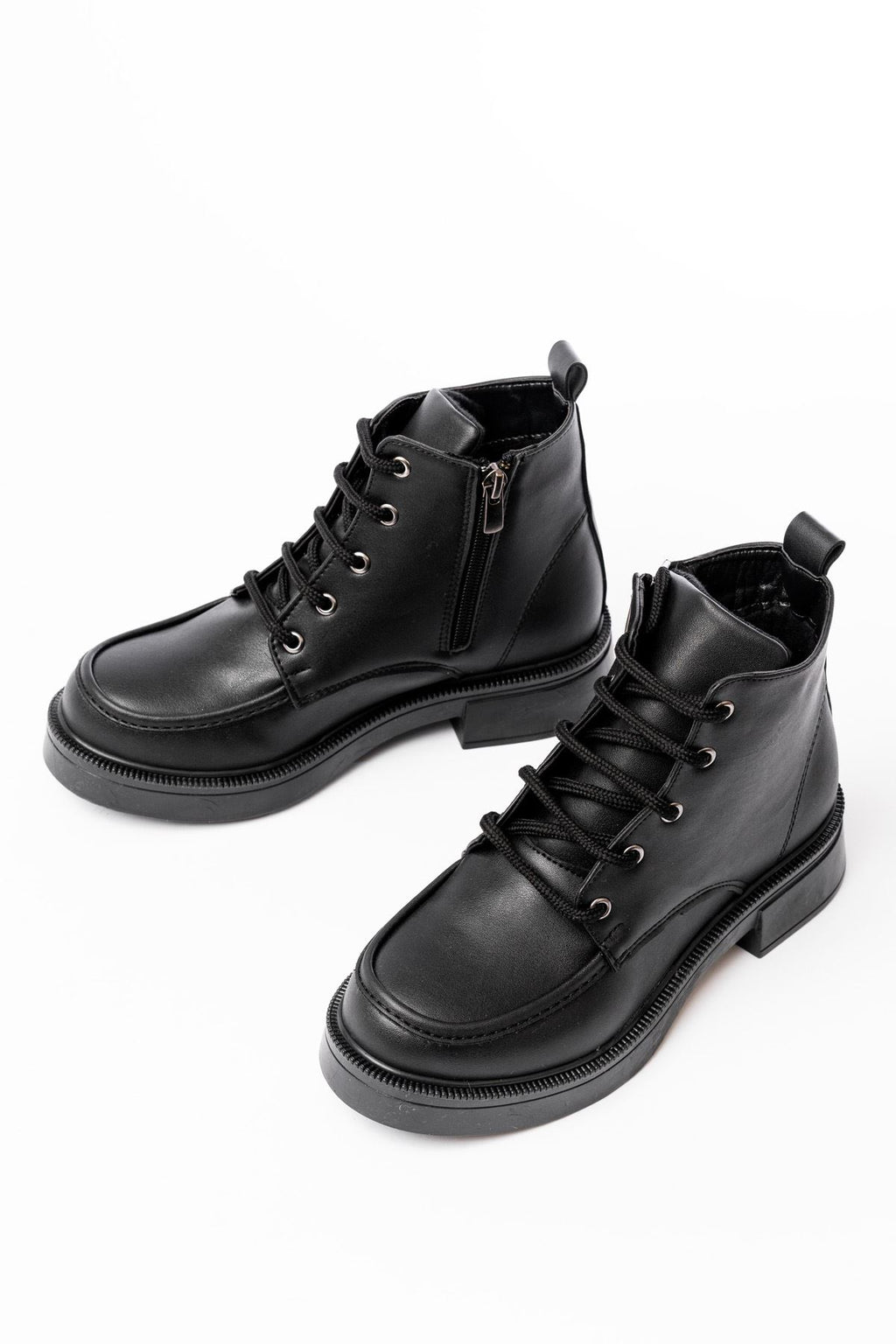 Ayakkabı Aşkı Siyah Bağcıklı Fermuarlı Günlük Kadın Bot - Ayakkabı Aşkı