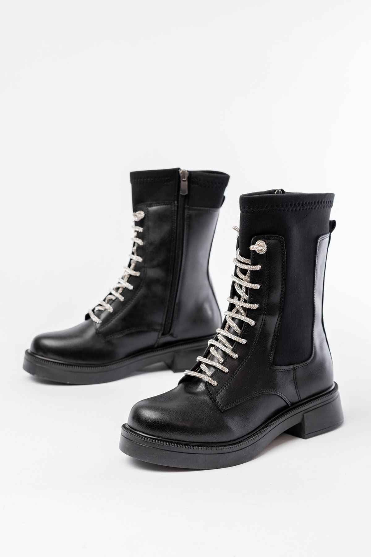 Ayakkabı Aşkı 02-2006 Siyah Bağcıklı Fermuarlı Günlük Kadın Bot