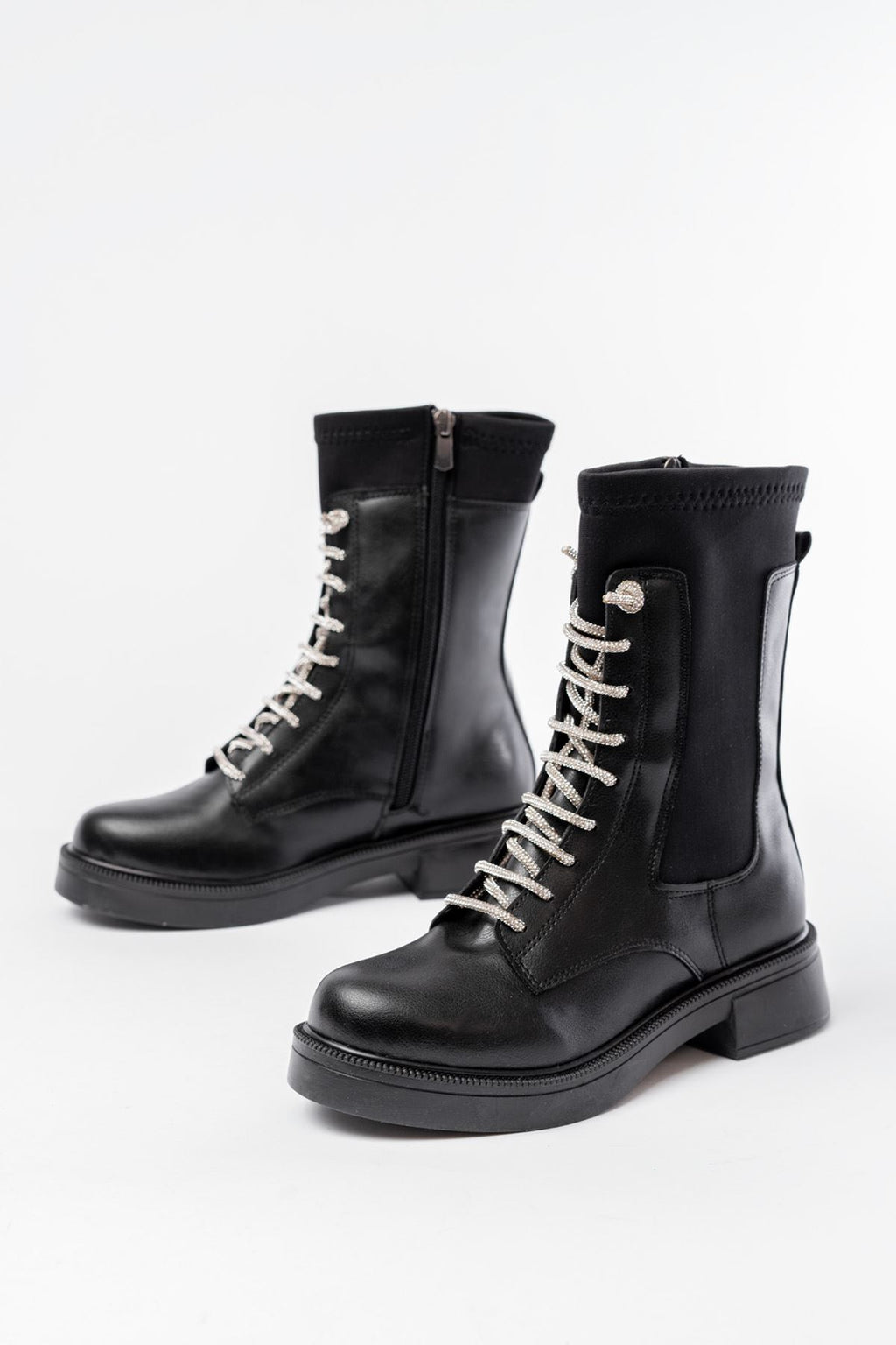 Ayakkabı Aşkı Siyah Bağcıklı Fermuarlı Günlük Kadın Bot - Ayakkabı Aşkı