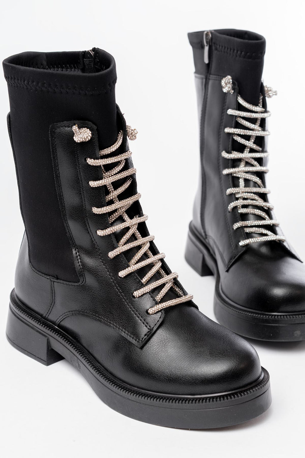 Ayakkabı Aşkı Siyah Bağcıklı Fermuarlı Günlük Kadın Bot - Ayakkabı Aşkı