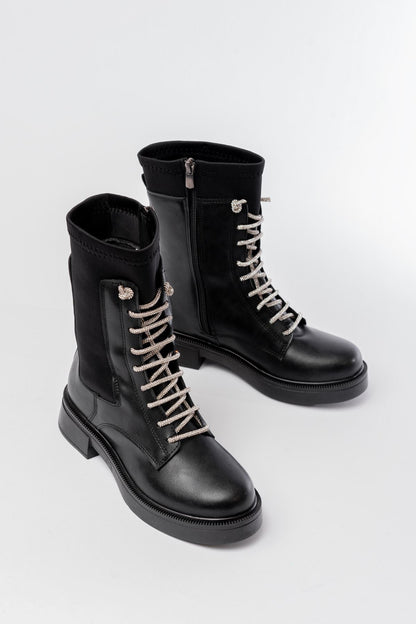 Ayakkabı Aşkı Siyah Bağcıklı Fermuarlı Günlük Kadın Bot