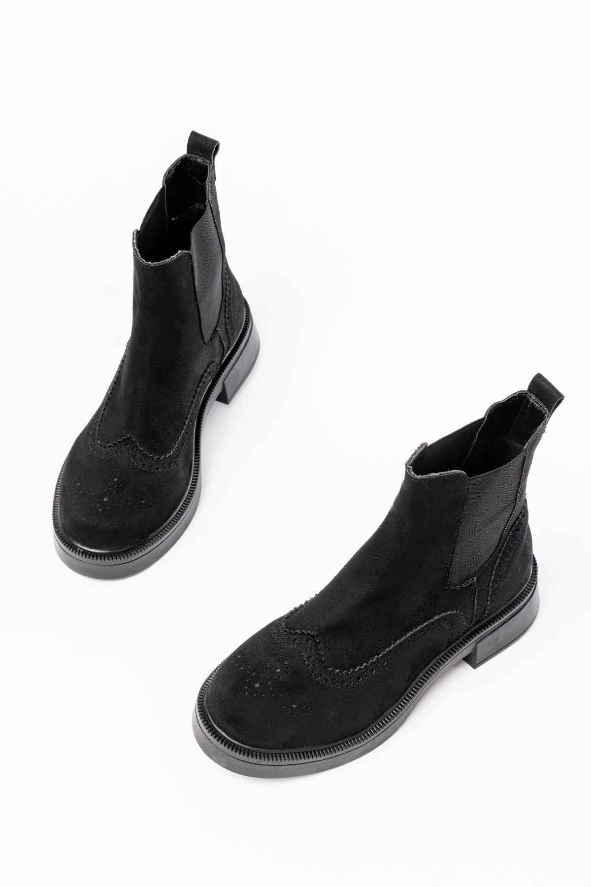 Ayakkabı Aşkı 02-2002 Siyah Süet Lastikli Günlük Kadın Bot