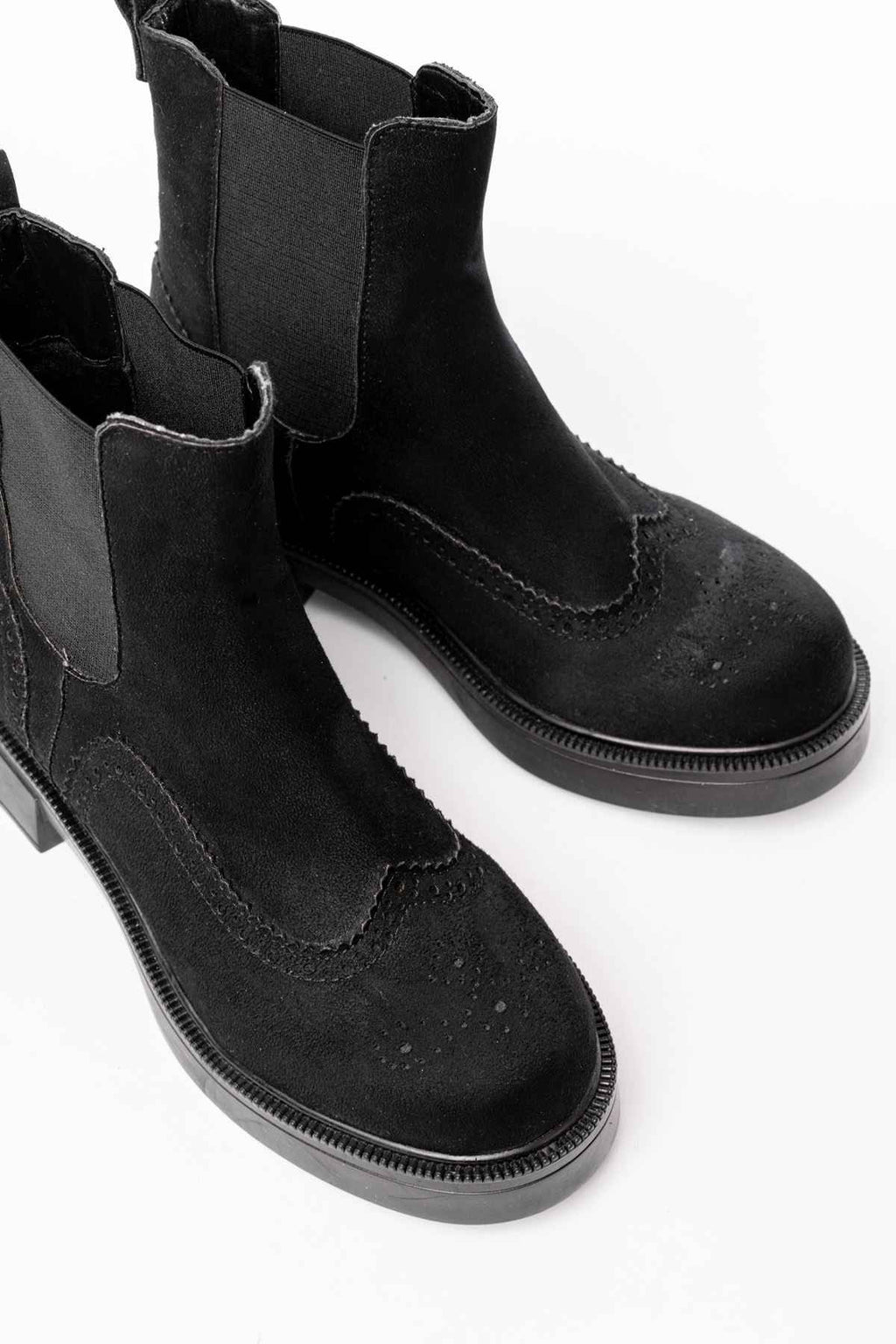 Ayakkabı Aşkı 02-2002 Siyah Süet Lastikli Günlük Kadın Bot