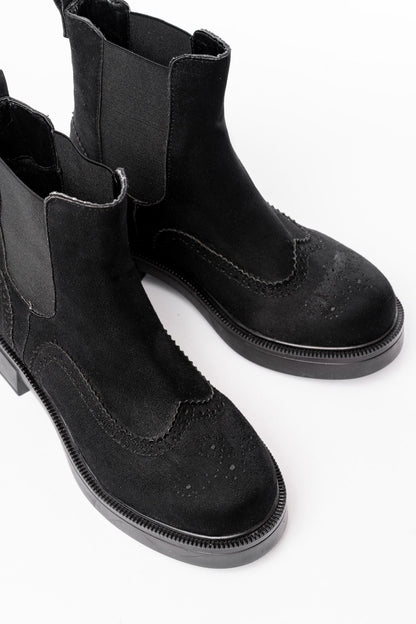 Ayakkabı Aşkı Siyah Süet Lastikli Günlük Kadın Bot