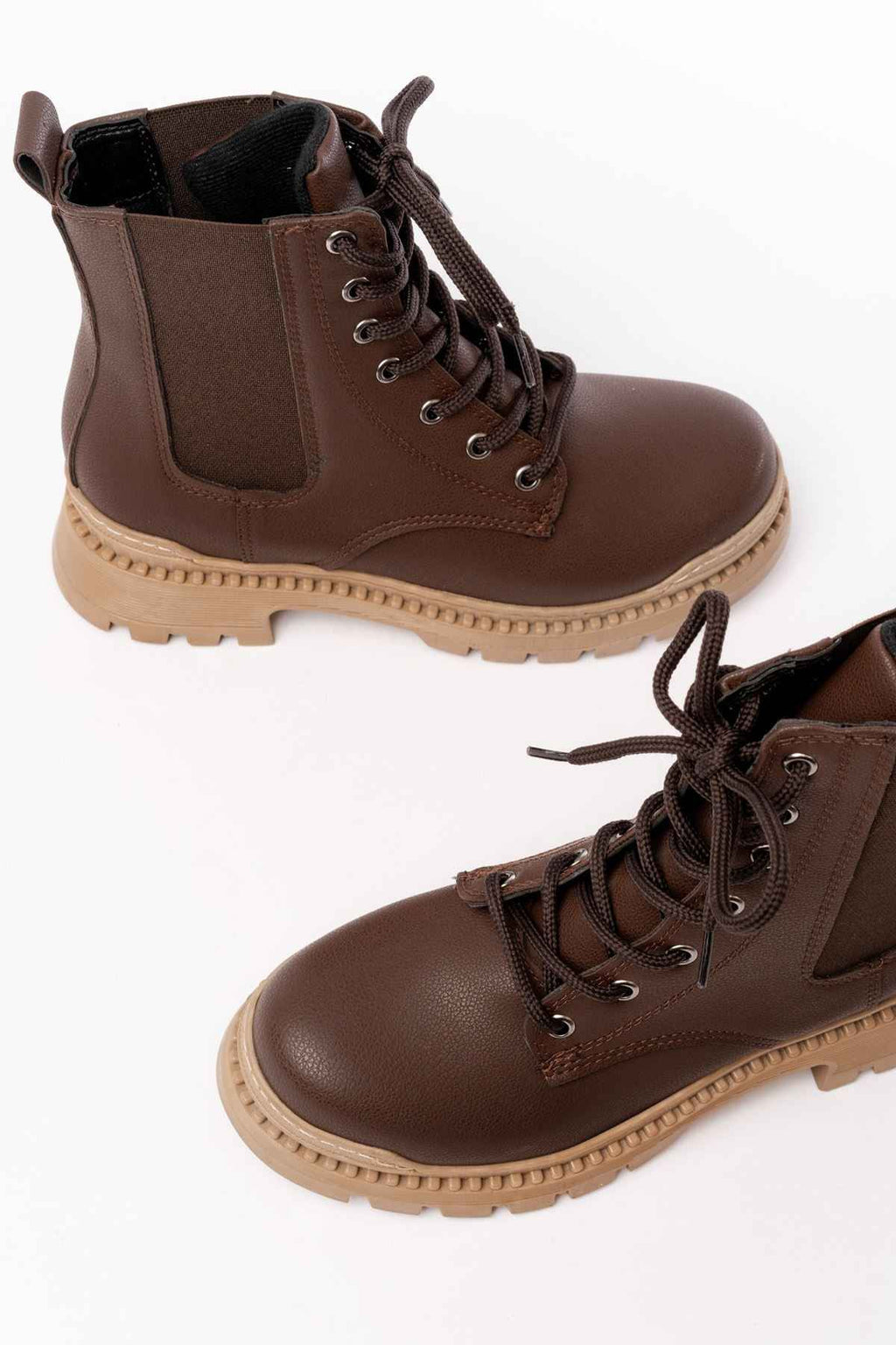 Ayakkabı Aşkı 2051-298 Kahverengi Düz Topuklu Bağcıklı Lastikli Günlük Kadın Bot